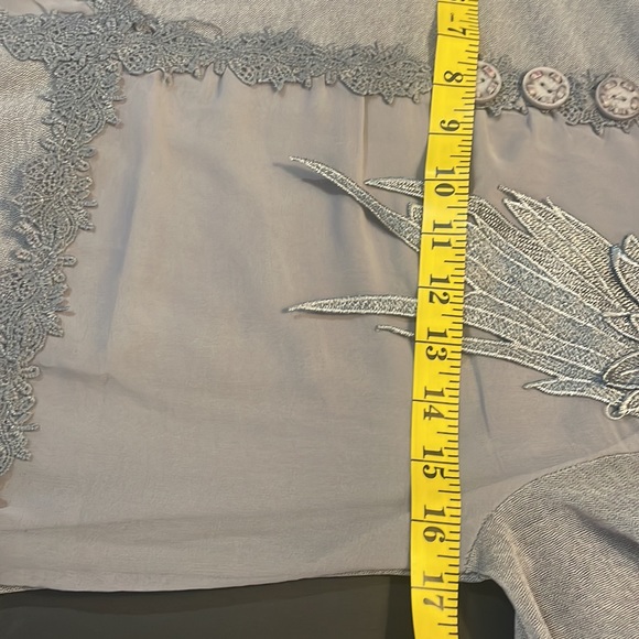 Pretty Angel Tunic,Dress,Fringe details,Sheer, Long Sleeve,Gray, Small,NWT - Picture 8 of 13